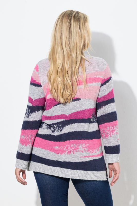 Pull col rond et manches longues, jeu de mailles