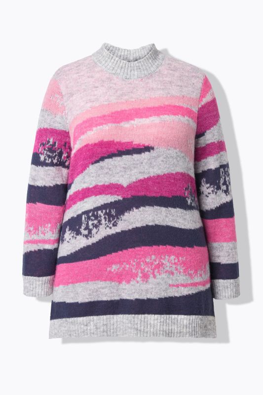 Pull col rond et manches longues, jeu de mailles