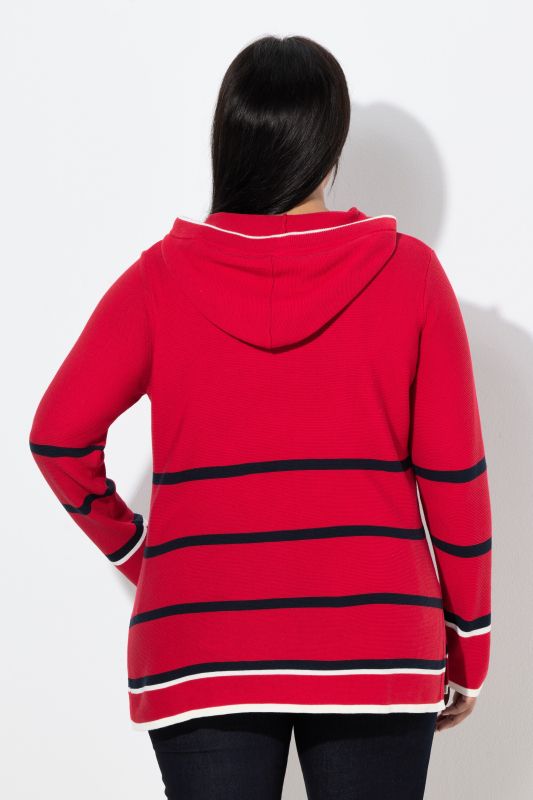 Pull à capuche rayé, manches longues et touches de couleur