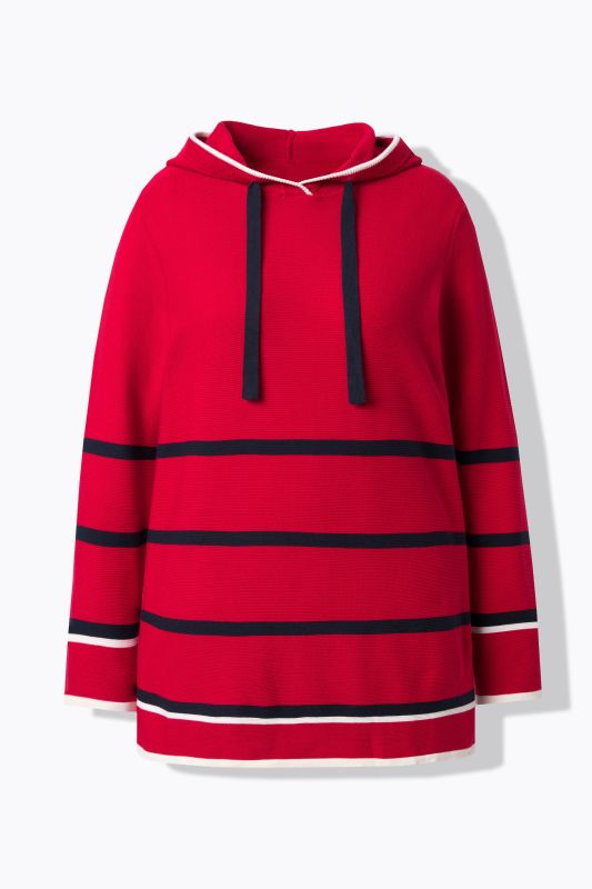 Pull à capuche rayé, manches longues et touches de couleur