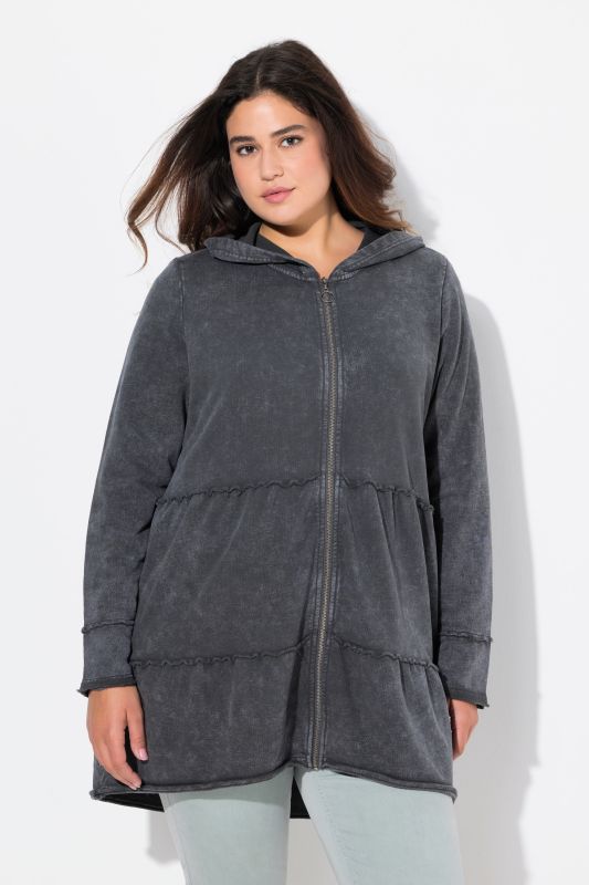 Longue veste à capuche au look vintage, ligne A