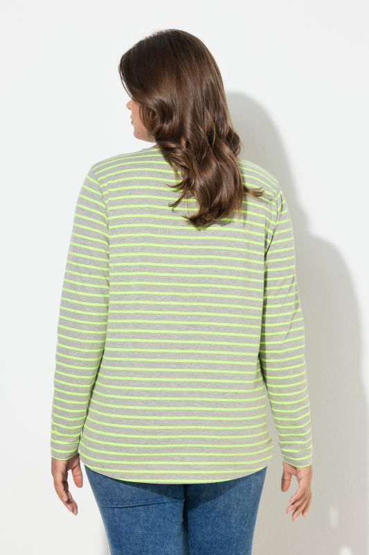 T-shirt rayé, manches longues et décolleté rond