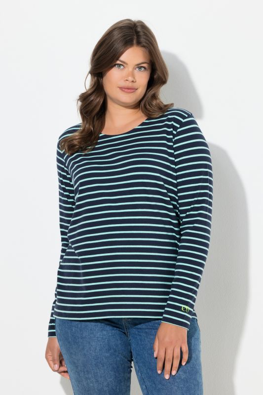 T-shirt rayé, manches longues et décolleté rond