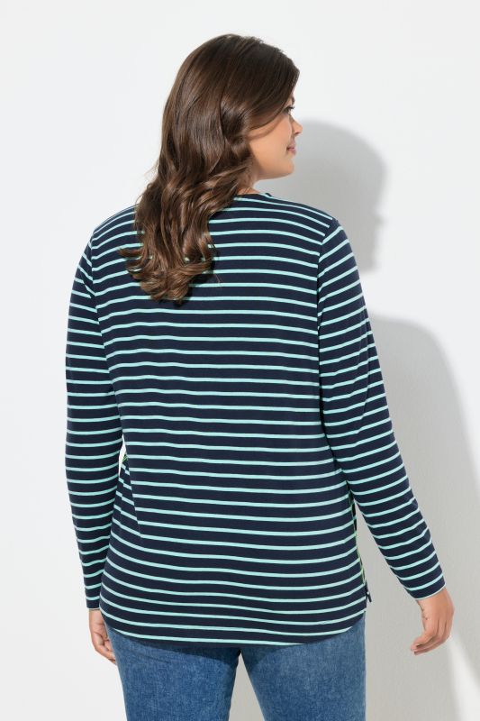 T-shirt rayé, manches longues et décolleté rond