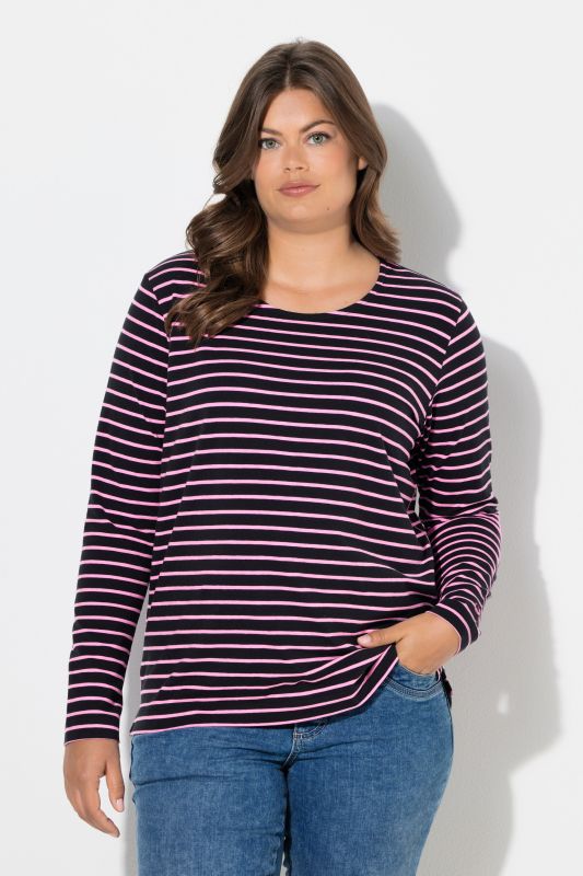 T-shirt rayé, manches longues et décolleté rond