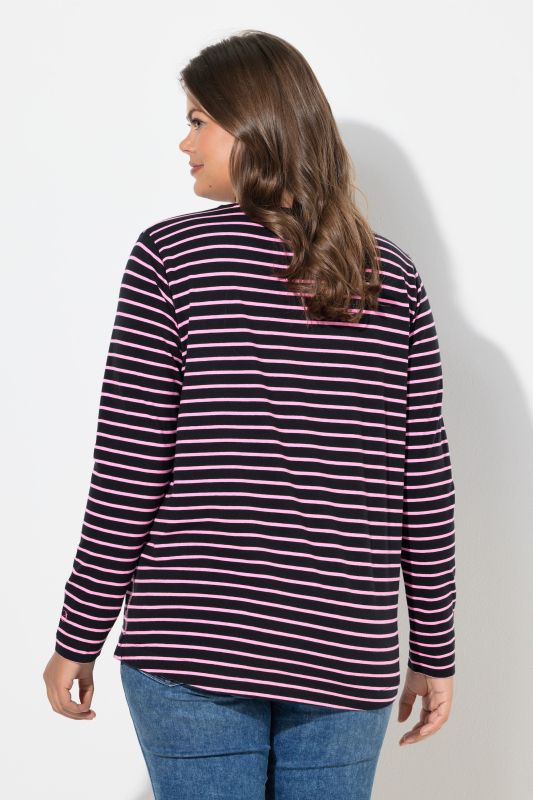 T-shirt rayé, manches longues et décolleté rond