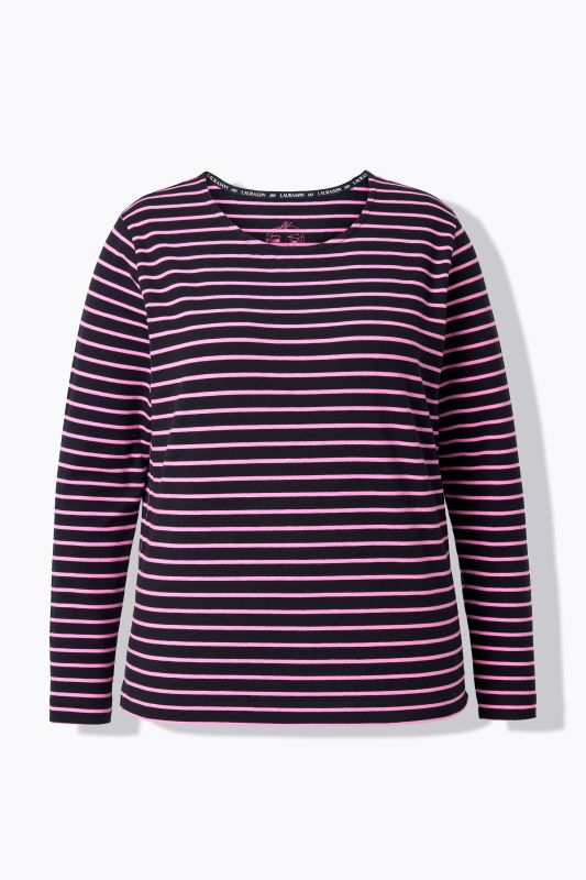 T-shirt rayé, manches longues et décolleté rond