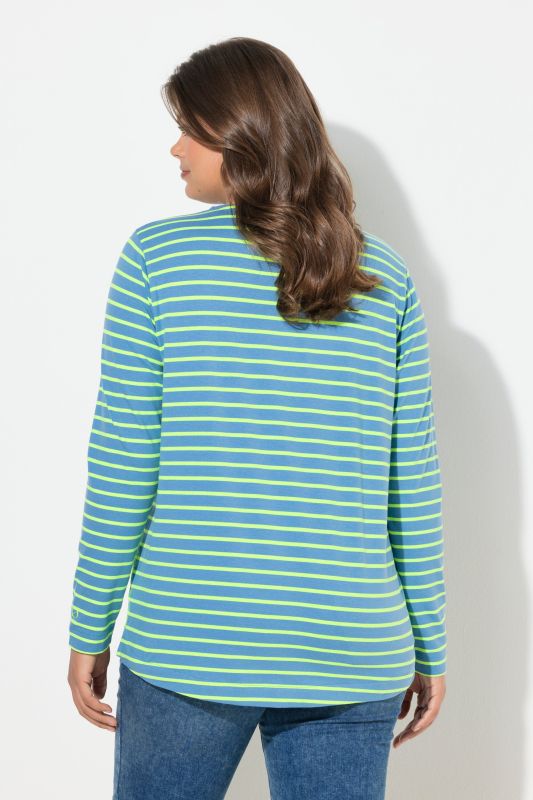 T-shirt rayé, manches longues et décolleté rond