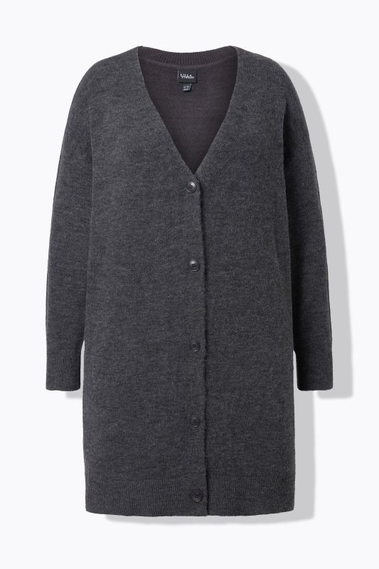 Cardigan col en V et patte de boutonnage, coupe Boxy