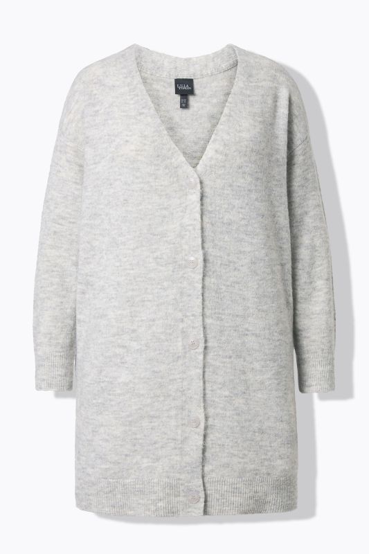 Cardigan col en V et patte de boutonnage, coupe Boxy