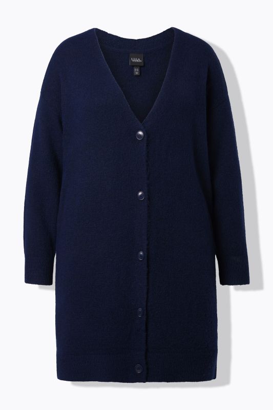 Cardigan col en V et patte de boutonnage, coupe Boxy