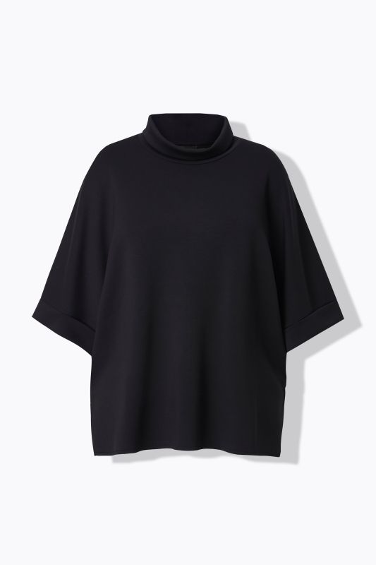 Poncho en molleton oversize, col montant et manches courtes, modal mélangé