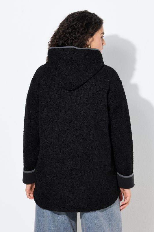 Veste à capuche en polaire bouclée, poches zippées et doublure en polaire