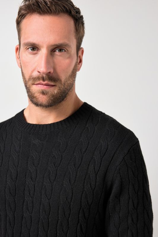 Pull JP 1880 col rond, maille CashmereTouch et motif torsadé - jusqu'au 7 XL