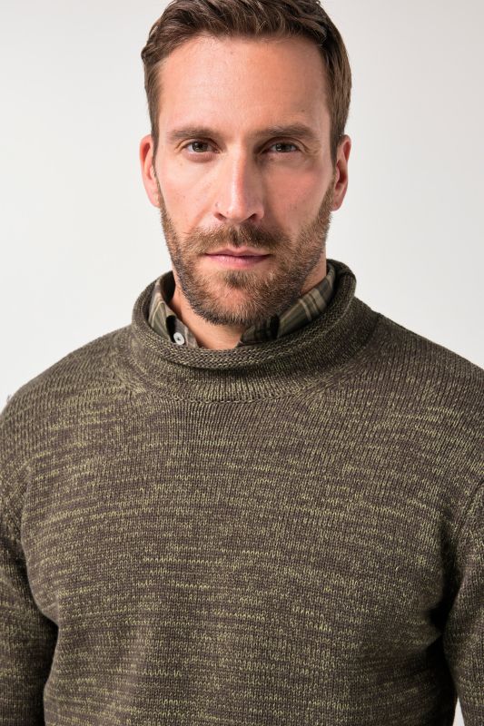 Pull à col montant JP 1880, maille épaisse TwoTone - jusqu'au 7 XL