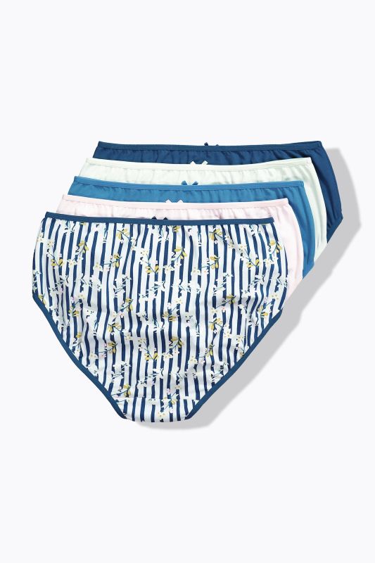 Culottes midi en lot de 5, motif fleurs/uni