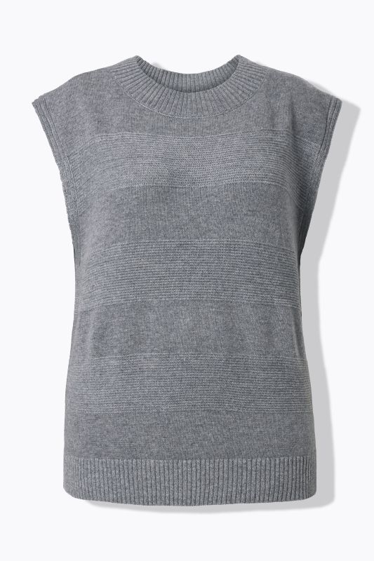 Pull sans manches, col rond, maille horizontale avec effet scintillant