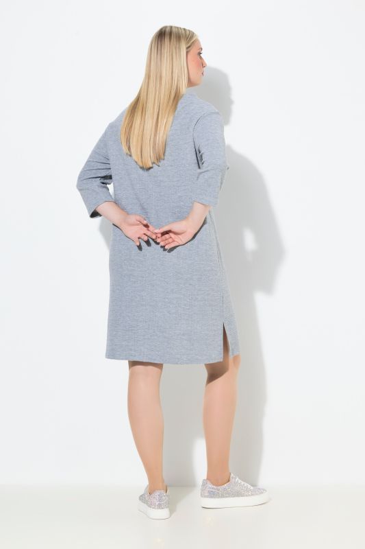 Robe en maille texturée, encolure bateau et manches 3/4