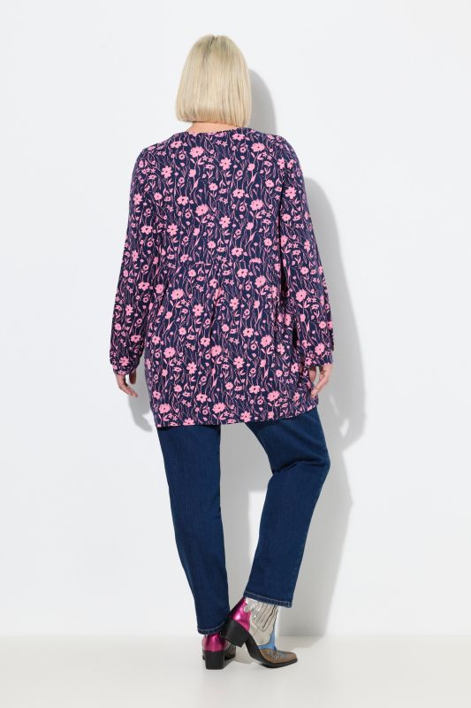 T-shirt avec plis fantaisie, décolleté carré et manches longues, coupe évasée