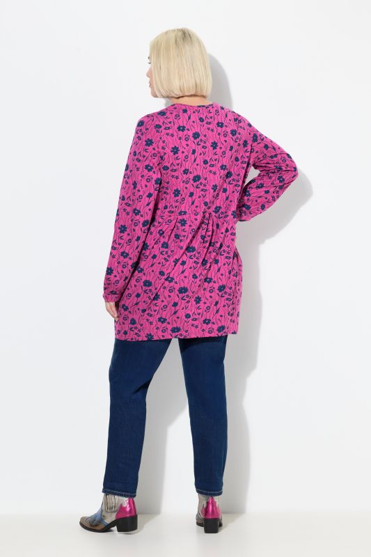 T-shirt avec plis fantaisie, décolleté carré et manches longues, coupe évasée