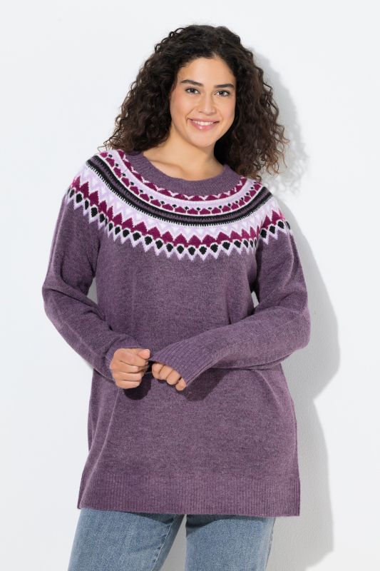 Pull norvégien, col rond et manches longues raglan