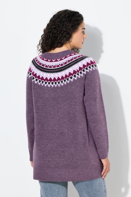 Pull norvégien, col rond et manches longues raglan
