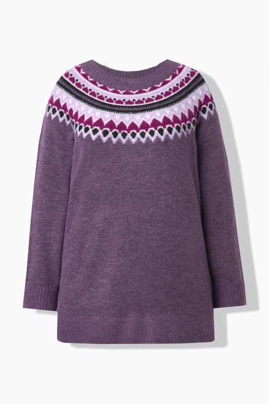 Pull norvégien, col rond et manches longues raglan