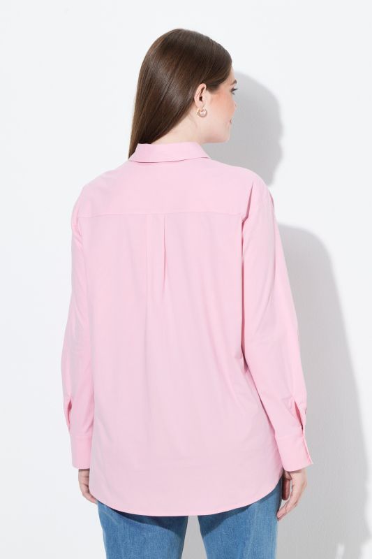 Blouse oversize en coton bio, col chemise et manches longues