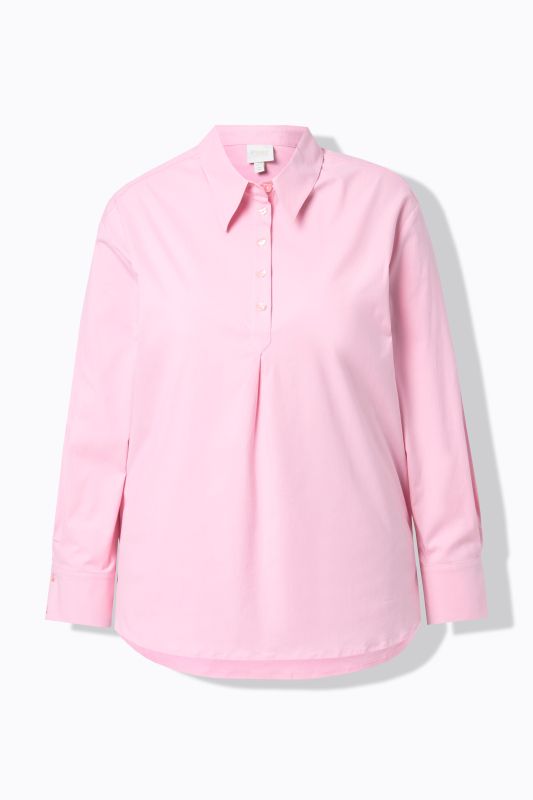 Blouse oversize en coton bio, col chemise et manches longues
