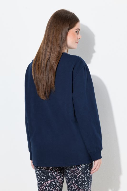 Sweat-shirt en coton bio, col rond et manches longues, broderies ajourées