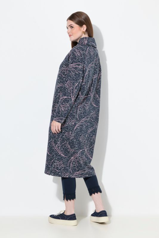 Robe midi, en molleton de coton bio, col châle et manches longues