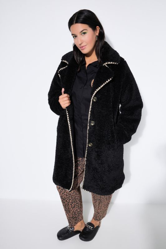 Manteau en polaire bouclée, coutures fantaisie