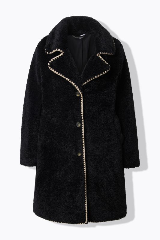 Manteau en polaire bouclée, coutures fantaisie