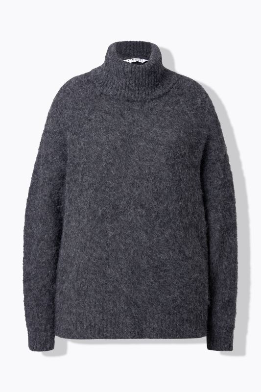 Pull à col roulé, coupe oversize, maille aspect duveteux