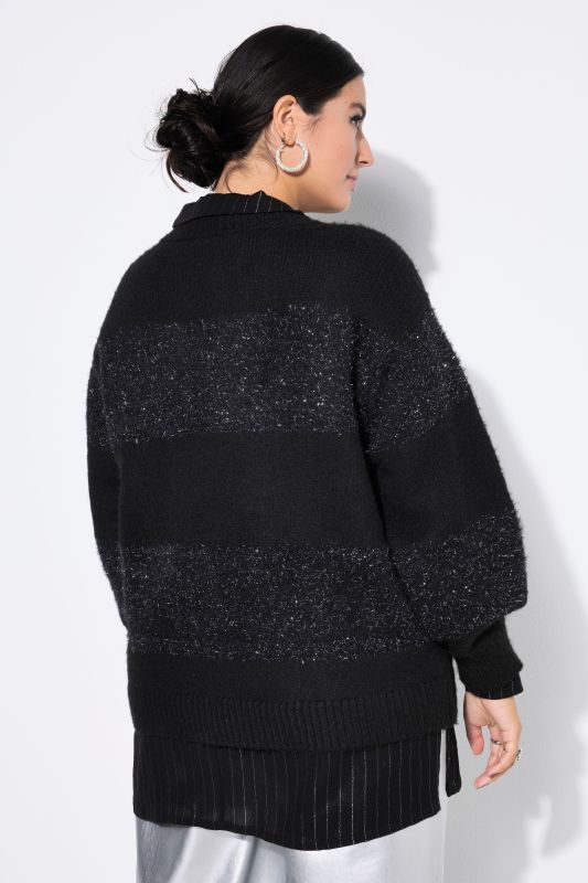 Pull oversize en maille douce, rayures scintillantes