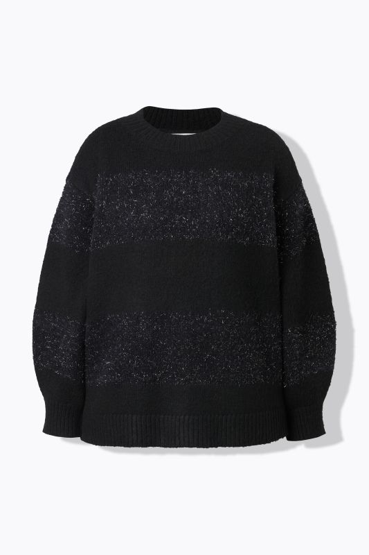 Pull oversize en maille douce, rayures scintillantes