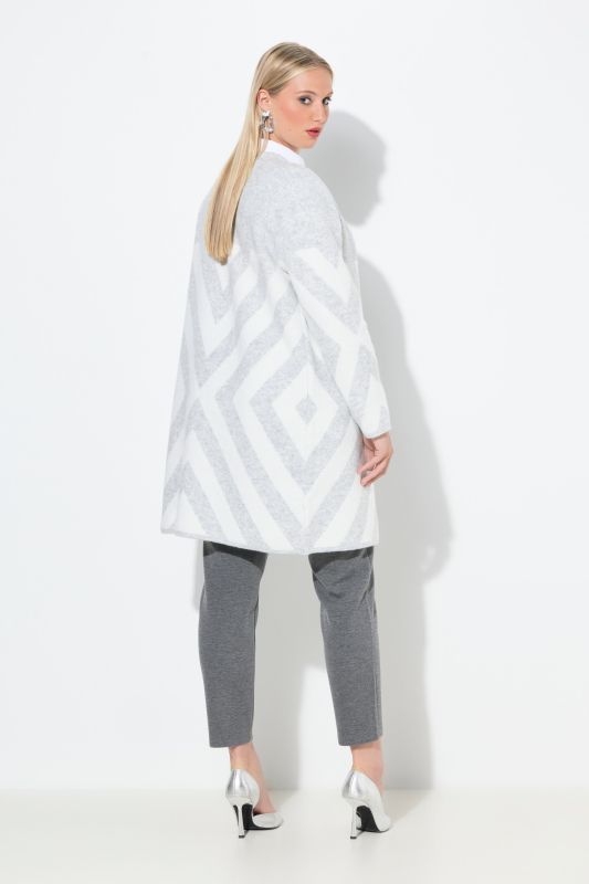 Cardigan rayé sans fermeture, manches longues et encolure ronde