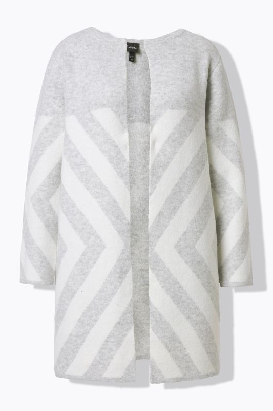 Cardigan rayé sans fermeture, manches longues et encolure ronde
