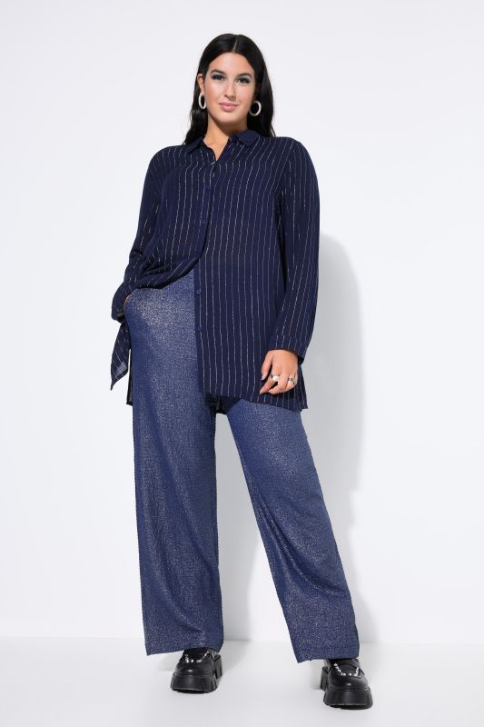 Pantalon coupe Wide Legs, matière texturée et scintillante