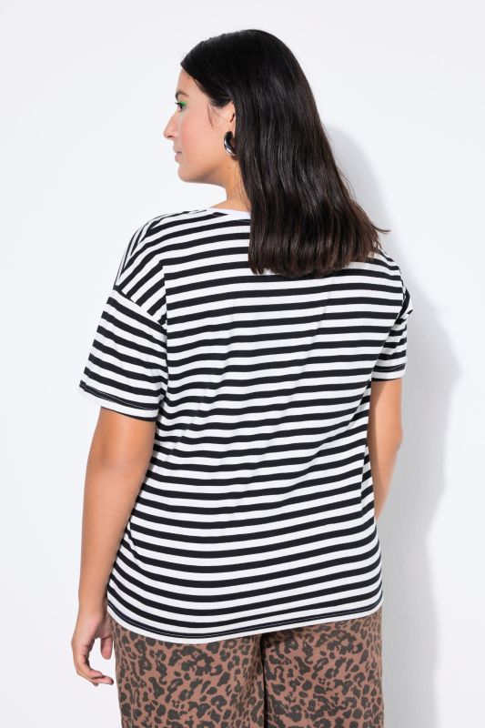 T-shirt en jersey rayé, cœur et coupe oversize