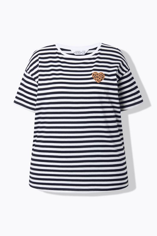 T-shirt en jersey rayé, cœur et coupe oversize