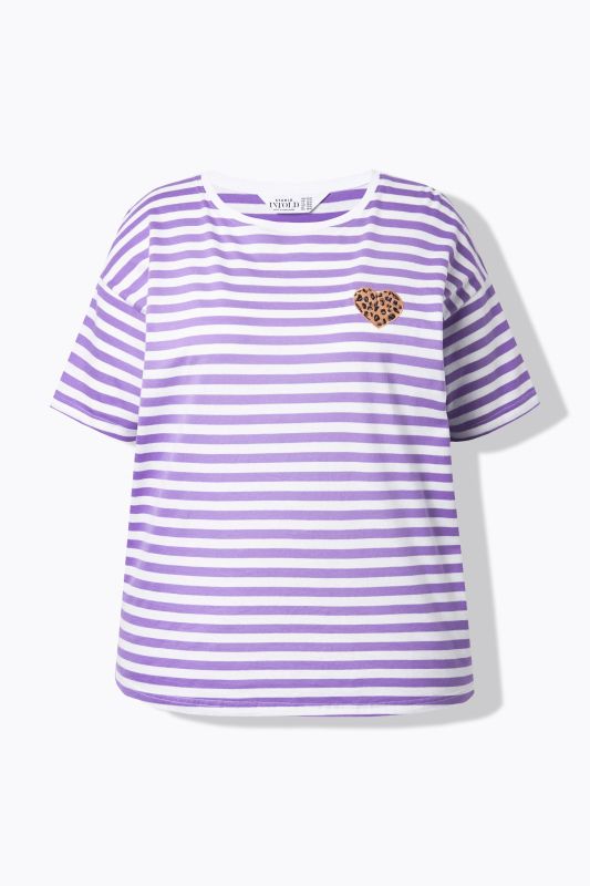 T-shirt en jersey rayé, cœur et coupe oversize