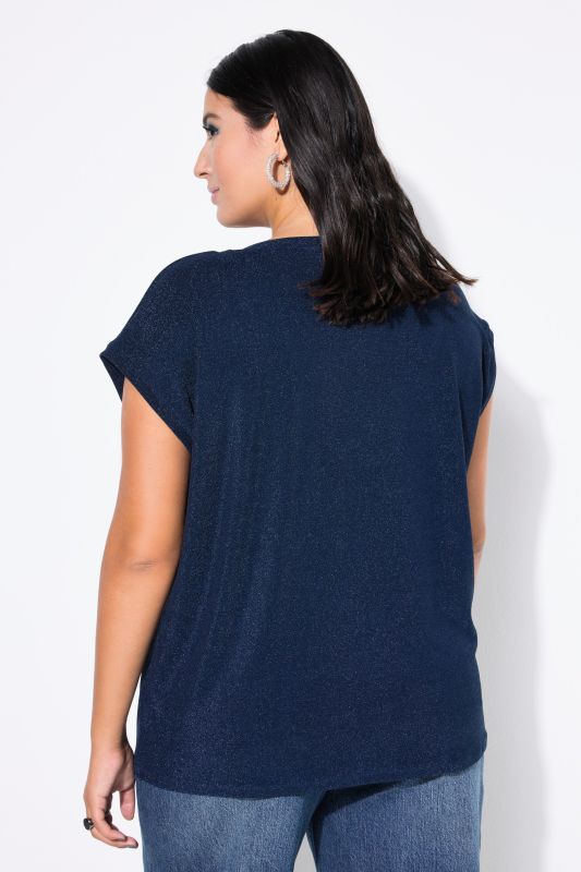 Haut en jersey scintillant, décolleté en V