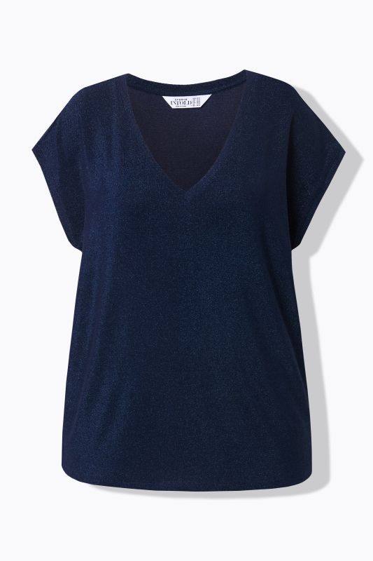 Haut en jersey scintillant, décolleté en V