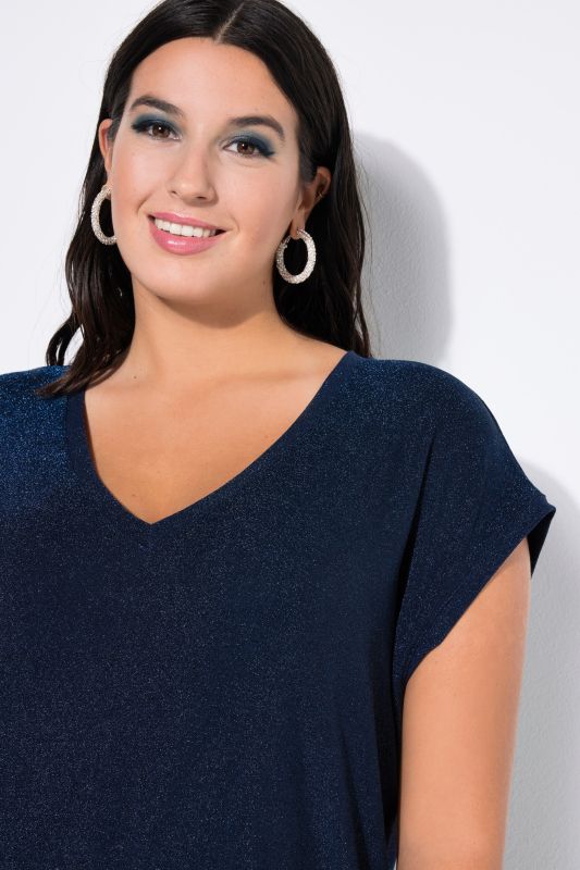 Haut en jersey scintillant, décolleté en V