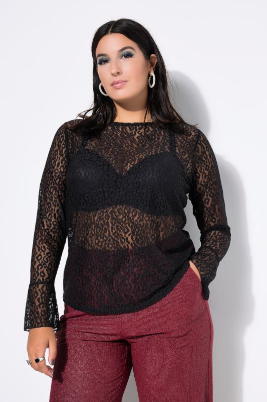 T-shirt avec dentelle léopard, coupe Slim Shape