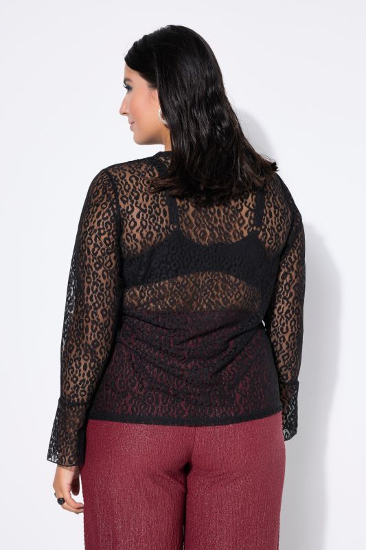 T-shirt avec dentelle léopard, coupe Slim Shape