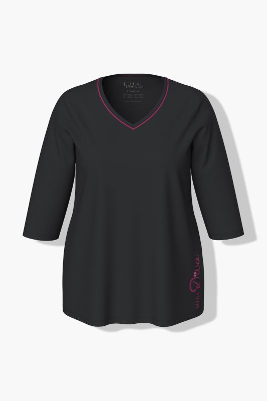 Pyjama motif chats, col en V, manches 3/4 et poches