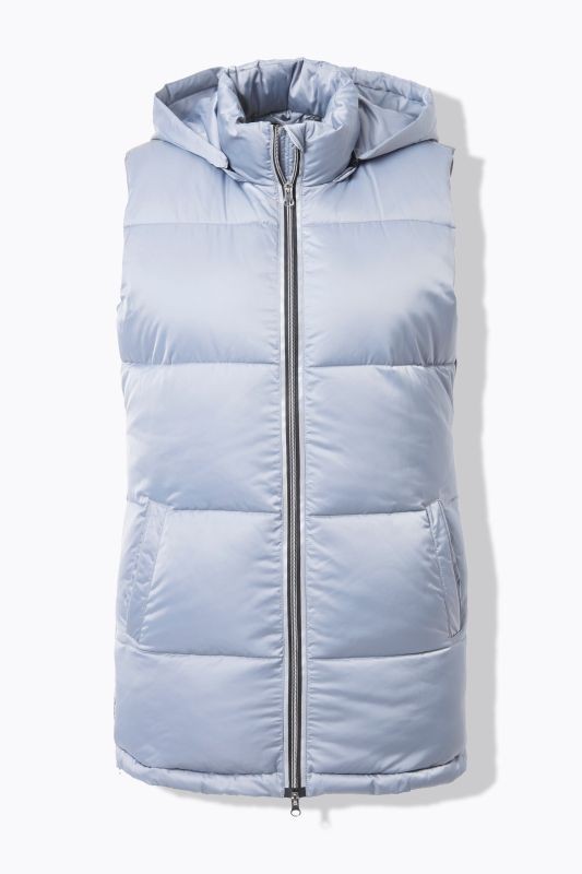 Gilet matelassé long à capuche amovible, matière déperlante