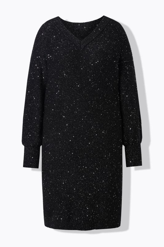 Robe en maille. Décolleté V et manches longues